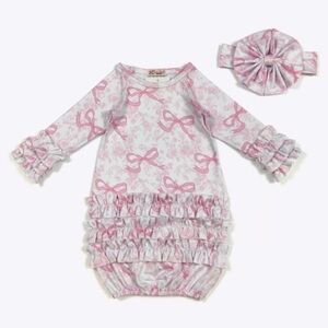 Pink Ruffled Kids One Piece with Headband